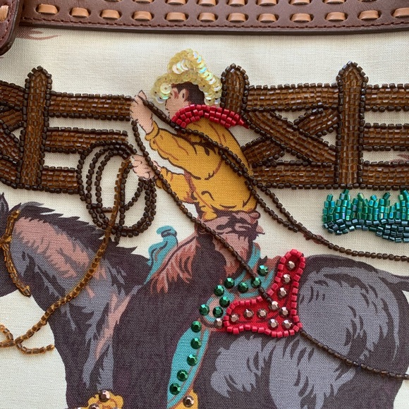 Isabella Fiore Beaded Western Motif Shoulder Bag/Tote EUC barely carried - Picture 9 of 16